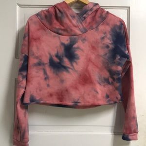 Cropped tie dyed hoodie.